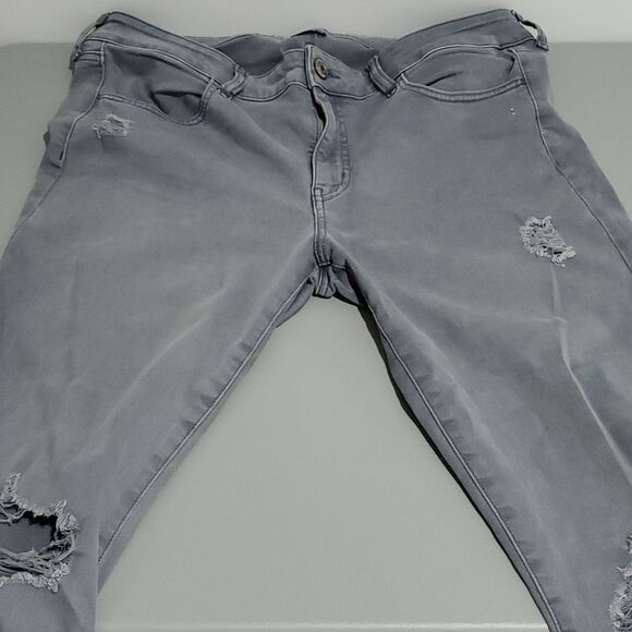 AMERICAN Eagle Grey 35x28 Super Stretch Jeggings - Picture 5 of 7